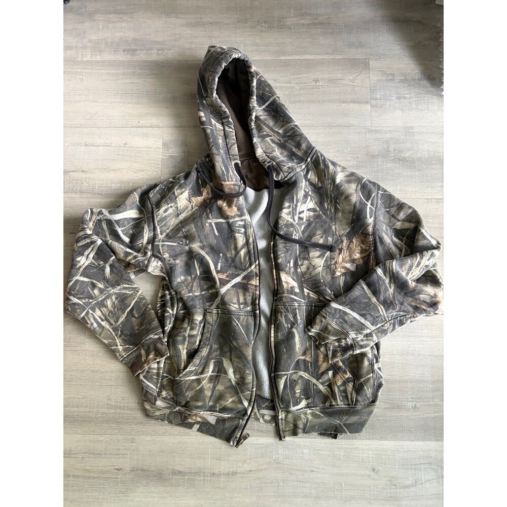 Red head Men's Camouflage Zip-Up Hoodie Jacket size L